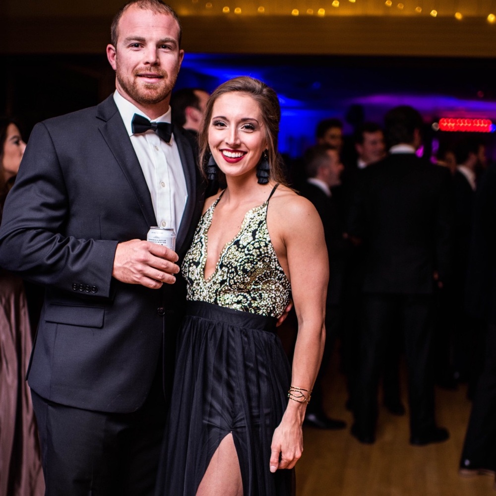 Black and gold formal dress